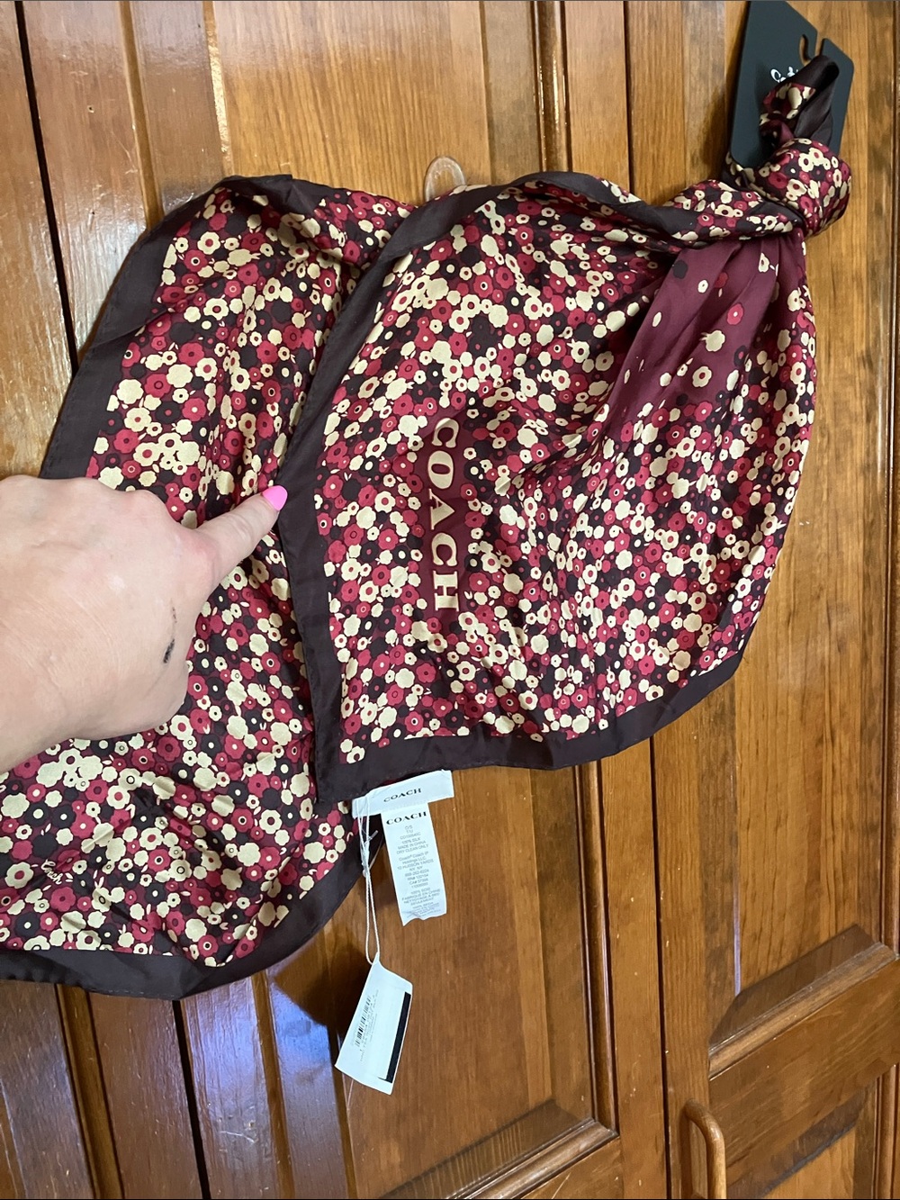 COACH Burgundy Floral Coach-Print Throw Blanket